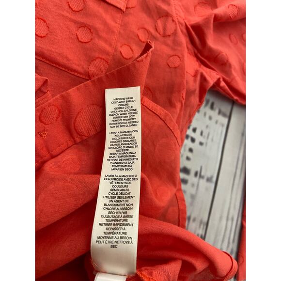 Chicos 0 Button Down Shirt Womens S Texture Dot Long Sleeve Collar Cotton - Picture 11 of 13